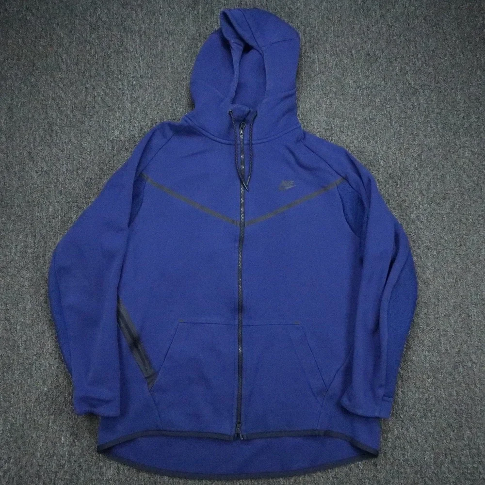 Nike Hoodie Mens XXL Blue Tech Windrunner Full Zip Pockets Athletic 2XL *